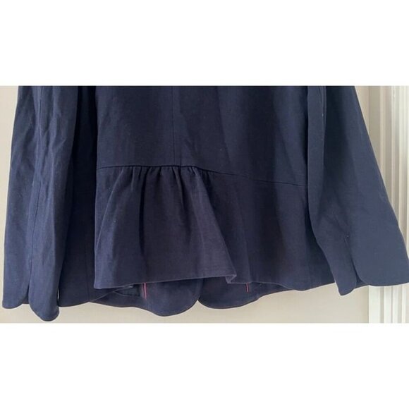 Woman 16W Talbots Classic Collard Button Up Navy Blue Jacket Lined with Pockets - Picture 3 of 6